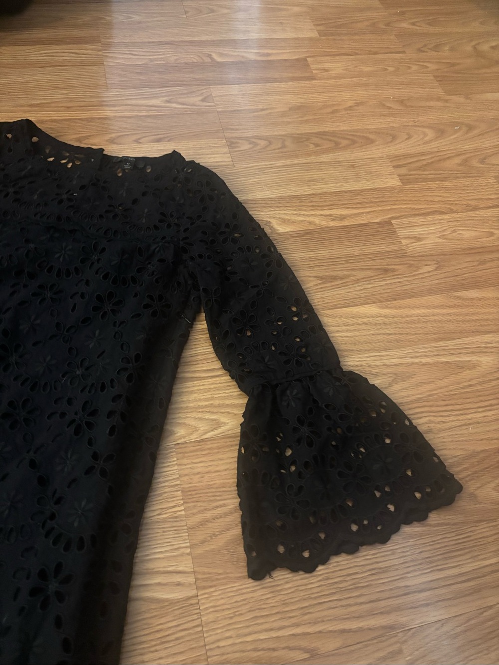 J. Crew Black Eyelet Mini Dress with Floral Cutouts - Picture 7 of 12